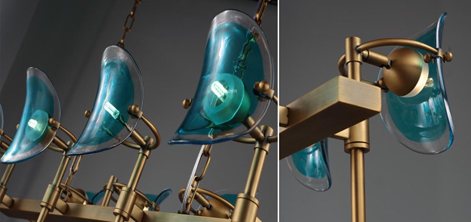 Люстра Lily Turquoise Glass rectangle Люстра Lily Turquoise Glass rectangle - Loft-Concept в Перми
