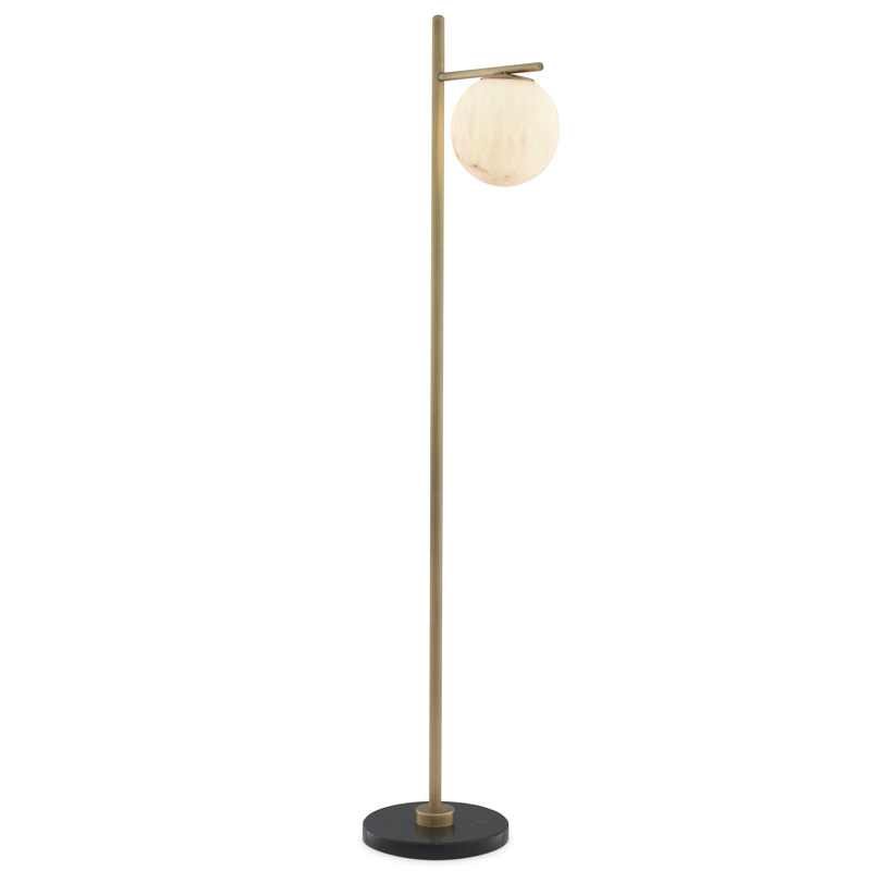 Торшер Eichholtz Floor Lamp Faloria Белый Латунь Античная полированная Черный Мрамор Nero в Перми | Loft Concept 