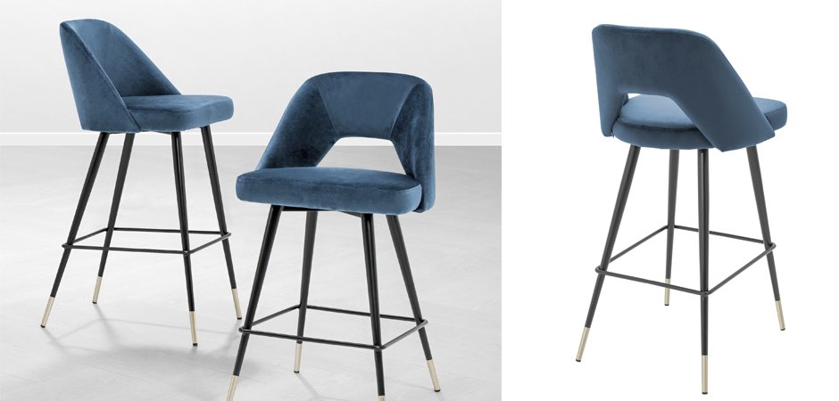 Барный стул Eichholtz Bar Stool Avorio Blue Барный стул Eichholtz Bar Stool Avorio Blue - Loft-Concept в Перми