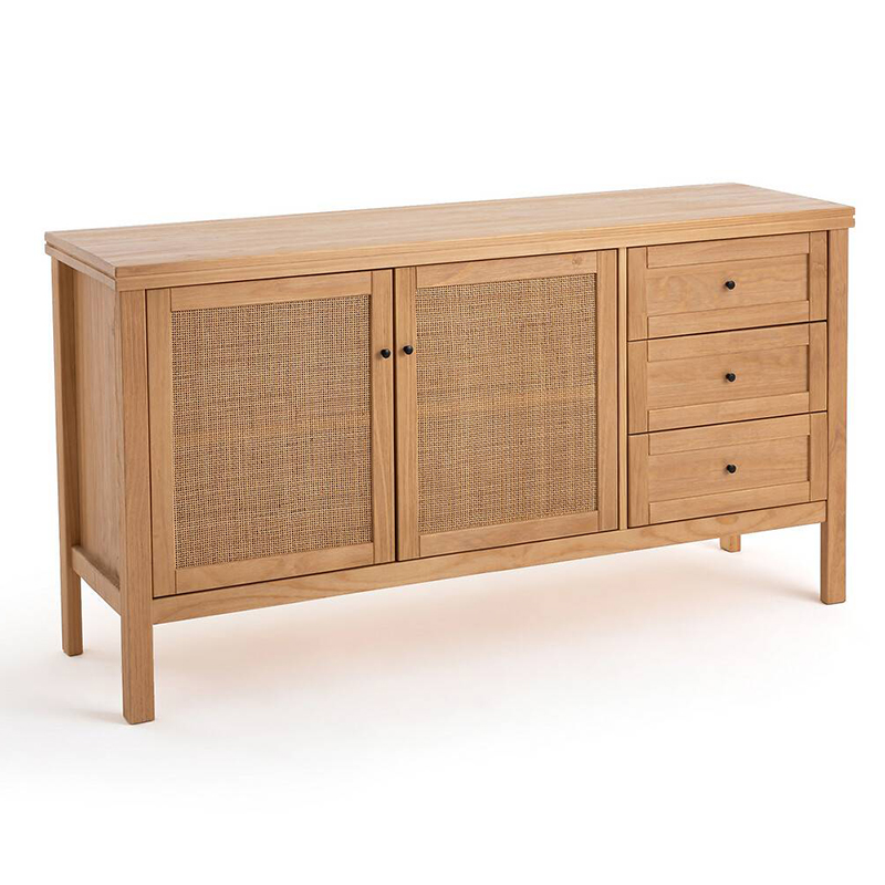 Комод в скандинавском стиле с 2-мя плетеными дверцами Niels Wicker Chest of drawers Древесина в Перми | Loft Concept 