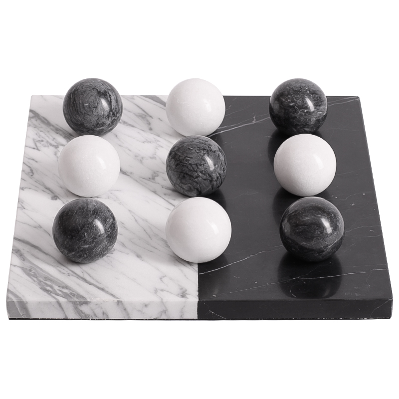 Аксессуар для интерьера Marble Board and Balls Черный Мрамор Nero Белый Мрамор Bianco Белый в Перми | Loft Concept 