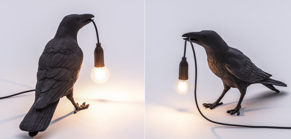 Настольная лампа Seletti Bird Lamp Black Waiting Настольная лампа Seletti Bird Lamp Black Waiting - Loft-Concept в Перми