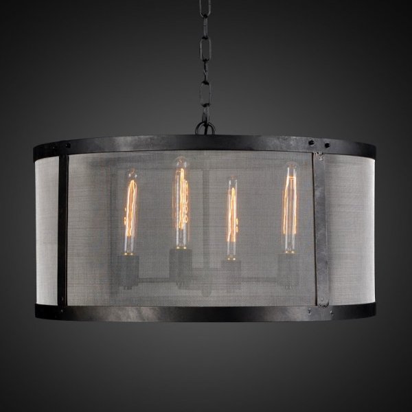 Люстра RH Riveted Mesh Chandelier Round Черный в Перми | Loft Concept 