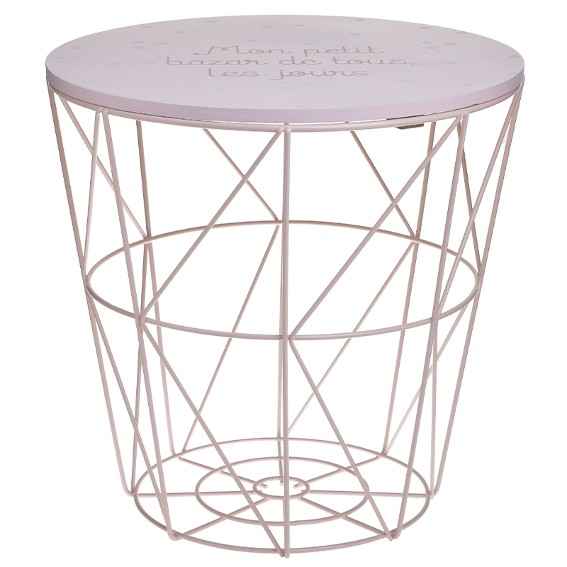 Круглый приставной стол-корзина Pink Wire Basket Side Table Розовый в Перми | Loft Concept 