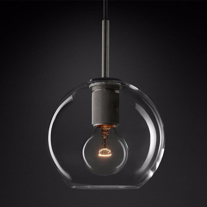 Подвесной светильник RH Utilitaire Globe Pendant Black Темная бронза Прозрачное Стекло в Перми | Loft Concept 