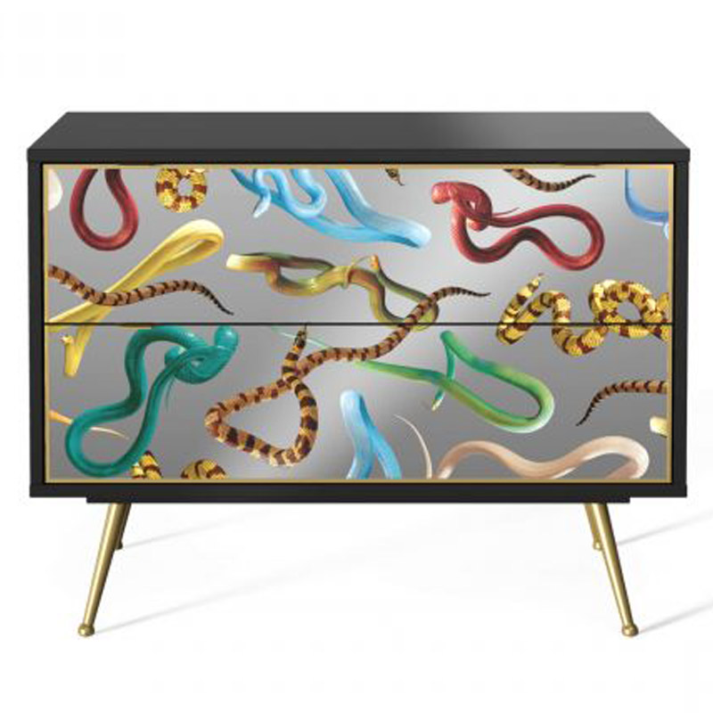 Комод Seletti Chest of Two Drawers Snakes Мульти Черный Золотой Шампань в Перми | Loft Concept 