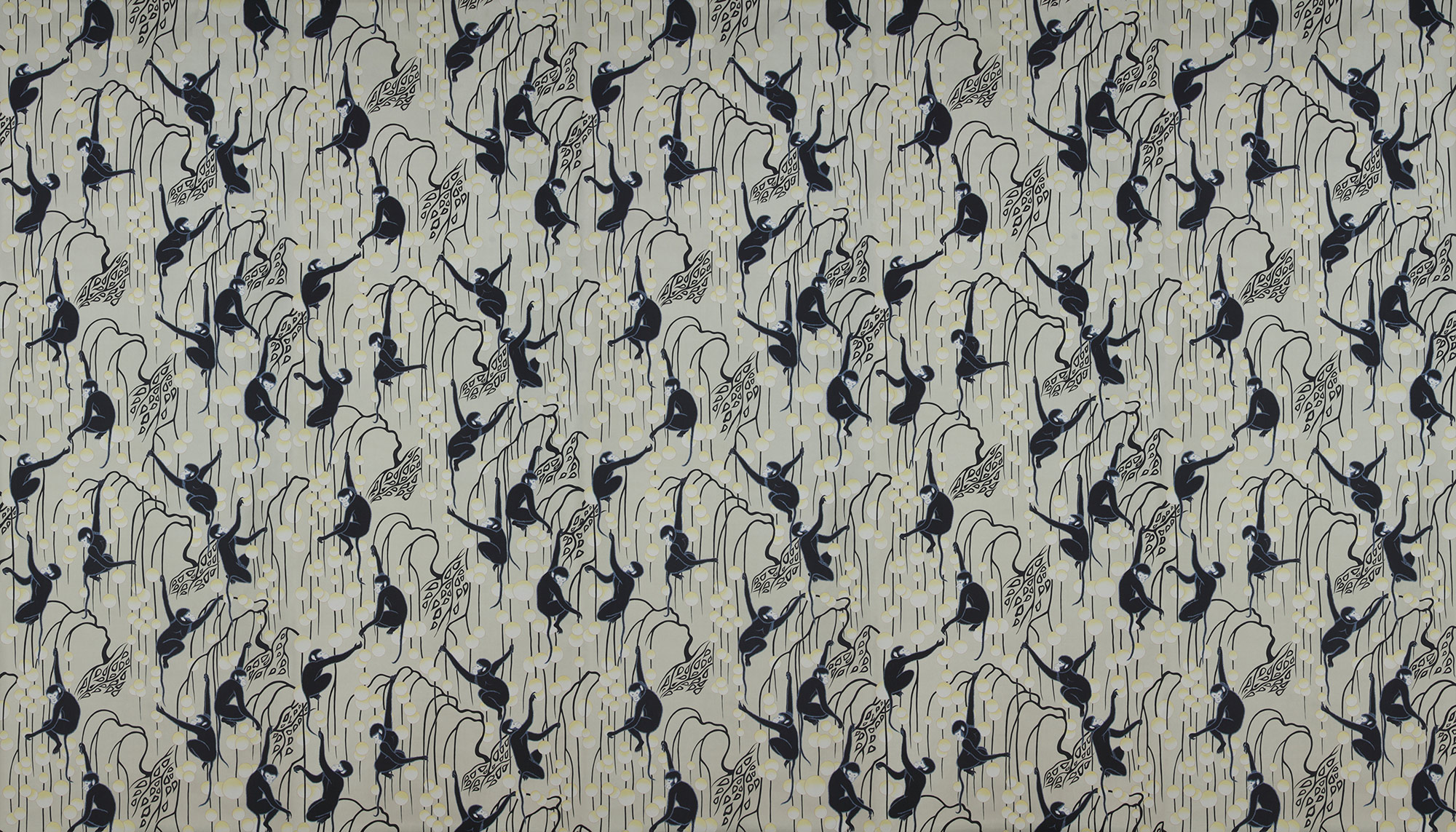 Обои ручная роспись Deco Monkeys Terracotta on Icefield dyed silk Обои ручная роспись Deco Monkeys Terracotta on Icefield dyed silk - постер Loft-Concept в Перми