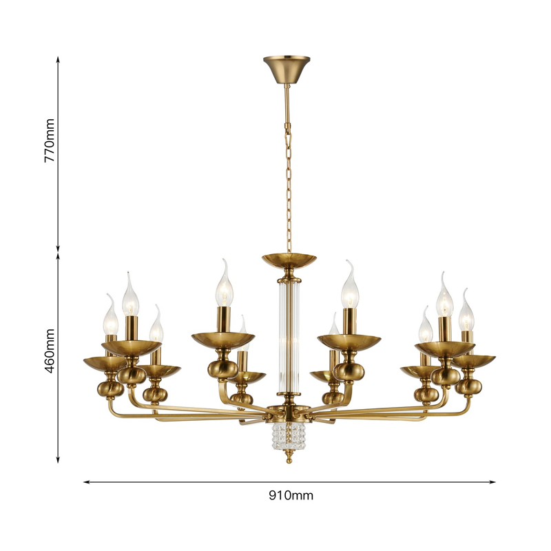 Люстра бронзового цвета со стеклянным декором Candelabrum D91 см в Перми