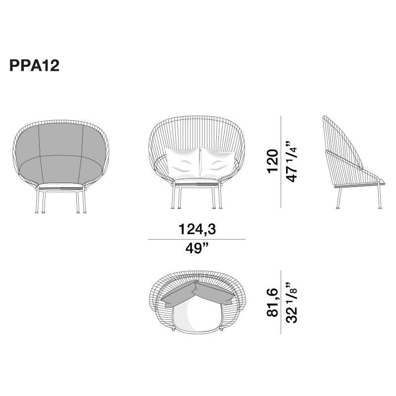 Дизайнерское уличное кресло с веревочной спинкой PETALO Armchair в Перми