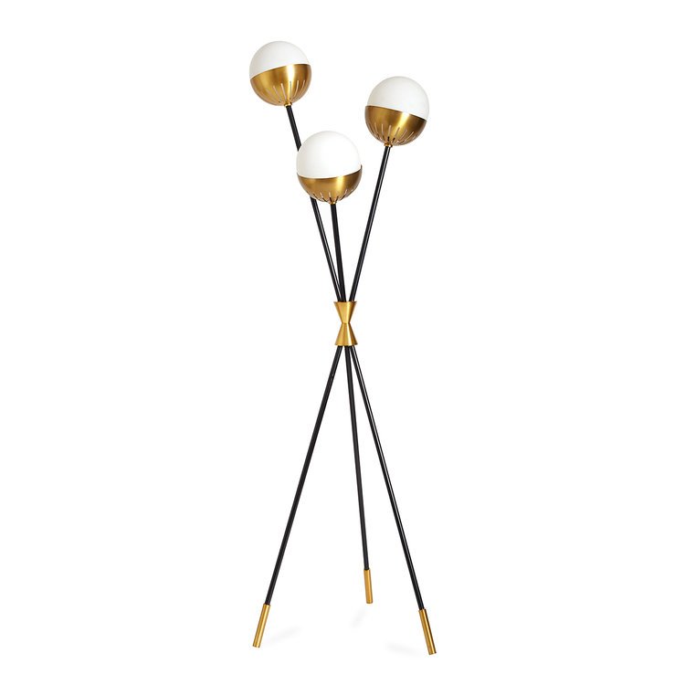 Торшер Caracas Tripod Floor Lamp Черный Белый Латунь в Перми | Loft Concept 