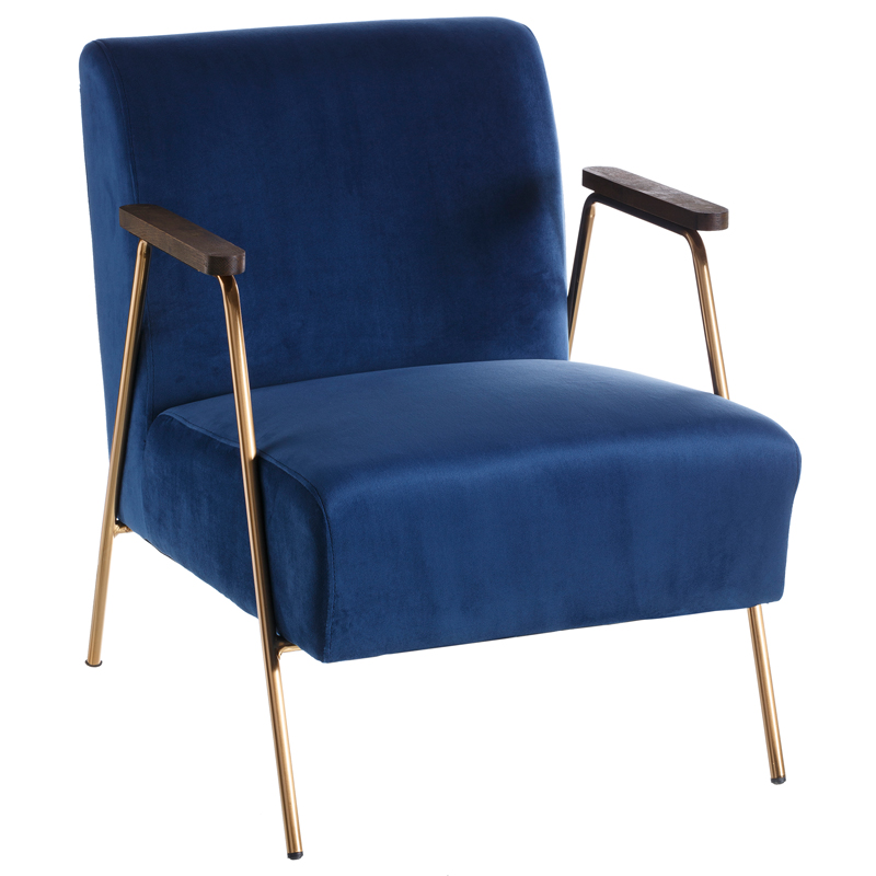 Кресло Domitila Armchair blue Синий Золотой Коричневый в Перми | Loft Concept 