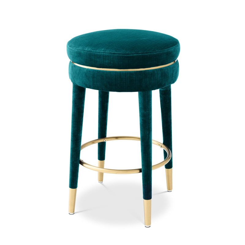 Полубарный стул Eichholtz Counter Stool Parisian blue Бирюзовый Латунь в Перми | Loft Concept 