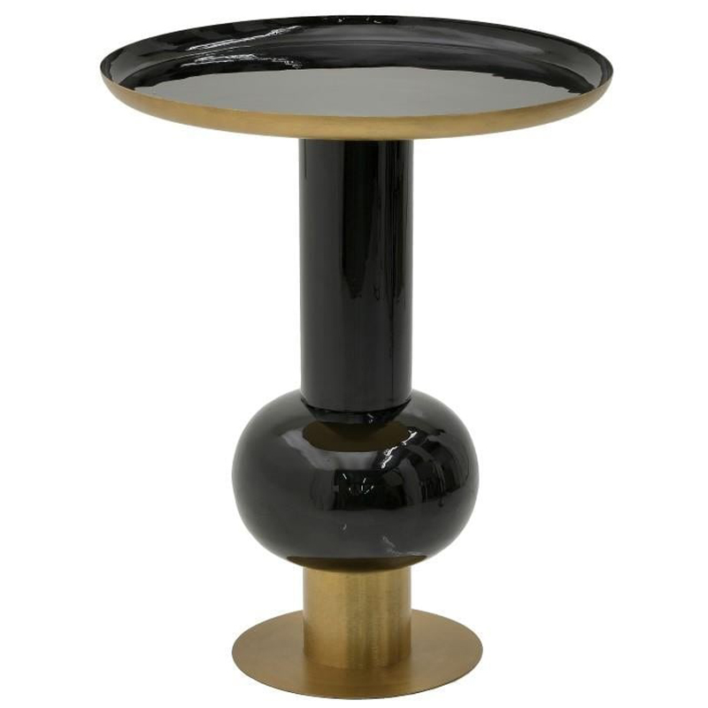 Круглый металлический приставной стол Calem Side Table Gold Black Золотой Черный в Перми | Loft Concept 