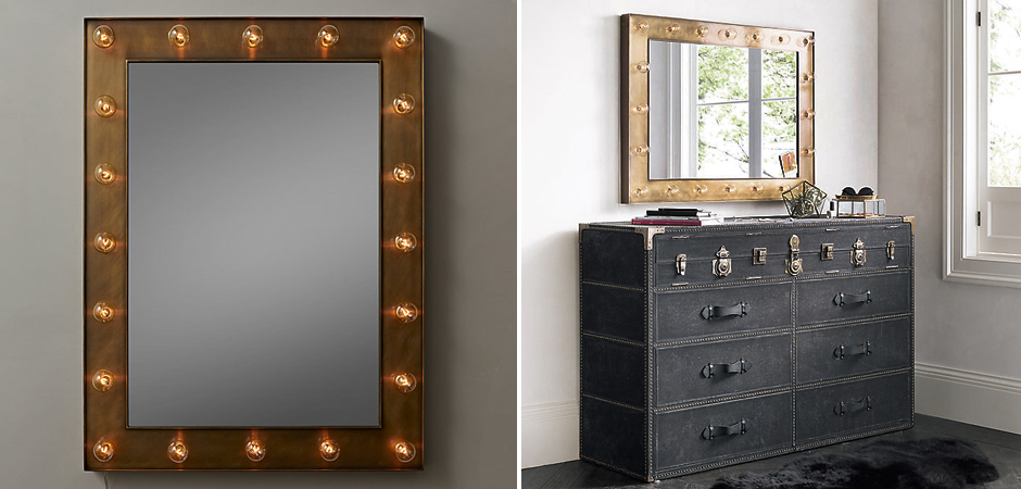 Зеркало с подсветкой Restoration Hardware ILLUMINATED Mirror brass Зеркало с подсветкой Restoration Hardware ILLUMINATED Mirror brass - Loft-Concept в Перми