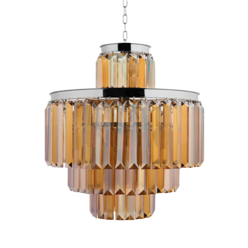 Люстра RH 1920s Odeon Smoke Chandelier 50/4 Янтарь (Amber) Хром в Перми | Loft Concept 