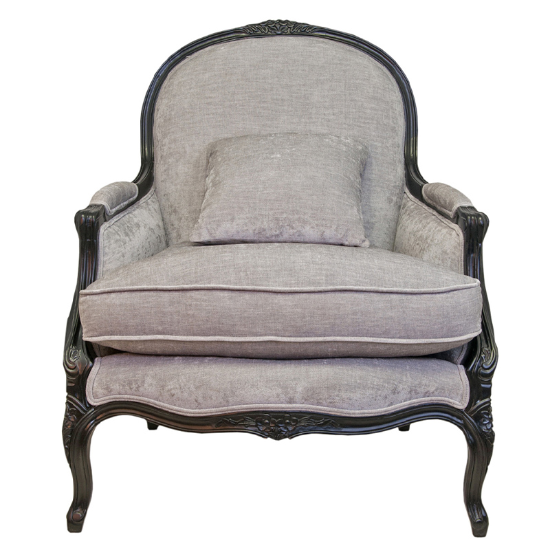 Кресло Ava Classical Armchair black and grey velour Серый Черный в Перми | Loft Concept 