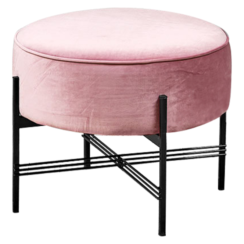 Пуф розовый велюровый Sanjay Velour Pouf Pink Дымчатая Роза Черный в Перми | Loft Concept 