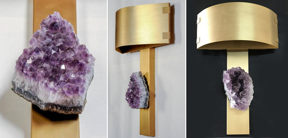 Бра Natural Amethyst and Curved Shades Wall Lamp Бра Natural Amethyst and Curved Shades Wall Lamp - Loft-Concept в Перми