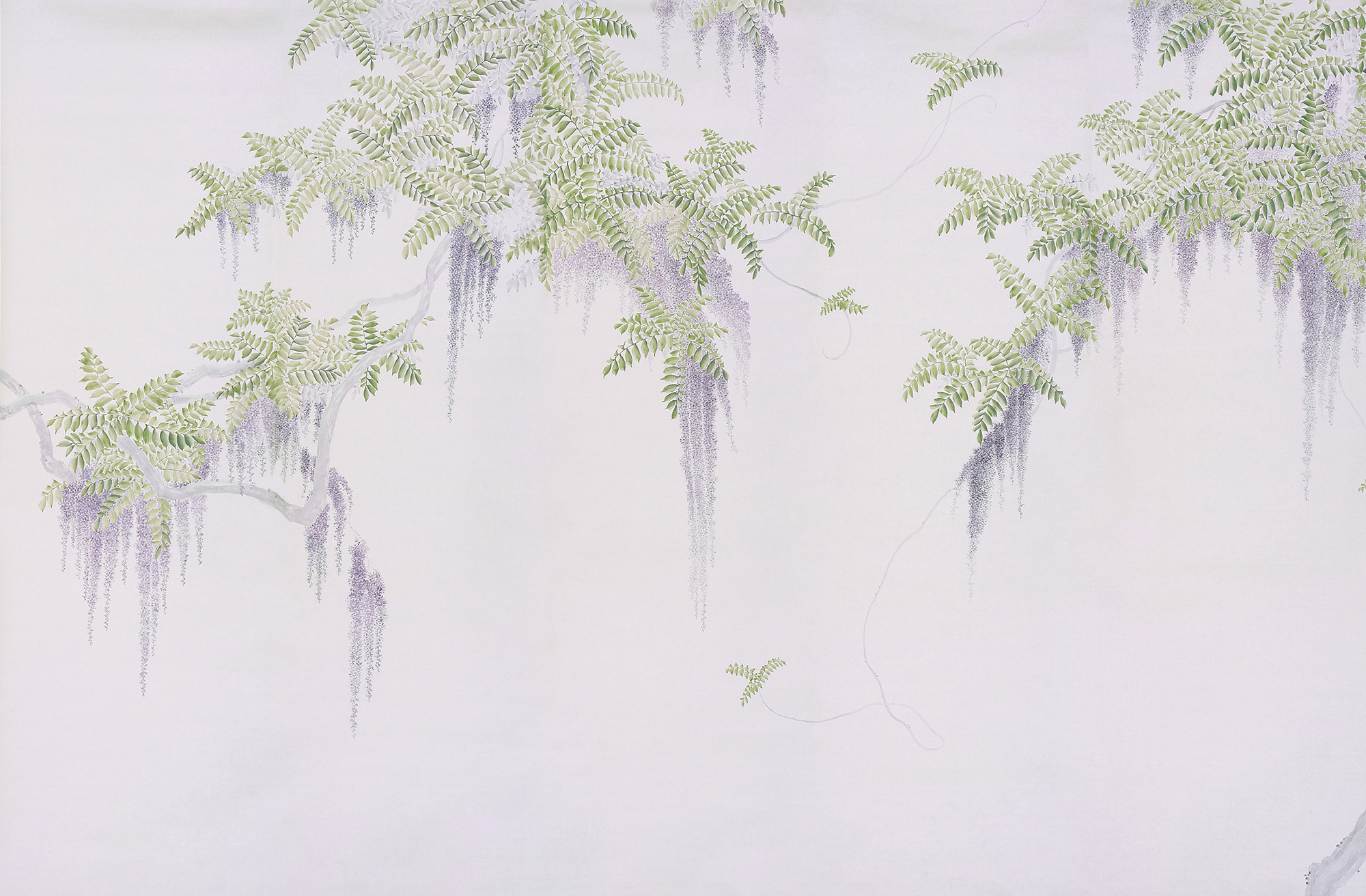 Обои в японском стиле Wisteria Lavender on Lilac Mica metallic Xuan paper Обои в японском стиле Wisteria Lavender on Lilac Mica metallic Xuan paper - постер Loft-Concept в Перми