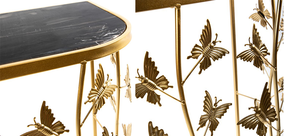 Консоль Gold Butterfly чёрный мрамор Консоль Gold Butterfly чёрный мрамор - Loft-Concept в Перми