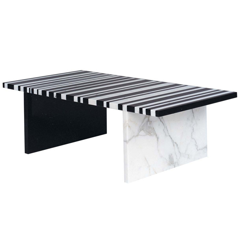 Кофейный стол CODICE A BARRE Black & White Marble Coffee Table Черно-белый Черный Мрамор Nero Белый Мрамор Bianco в Перми | Loft Concept 