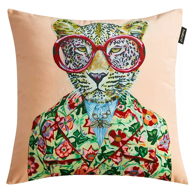 Декоративная подушка Стиль Gucci Fashion Animals Cushion Peach Мульти в Перми | Loft Concept 