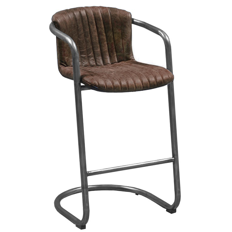 Барный стул Desmond bar stool LEATHER Brown Коричневый винтаж Графитовый в Перми | Loft Concept 