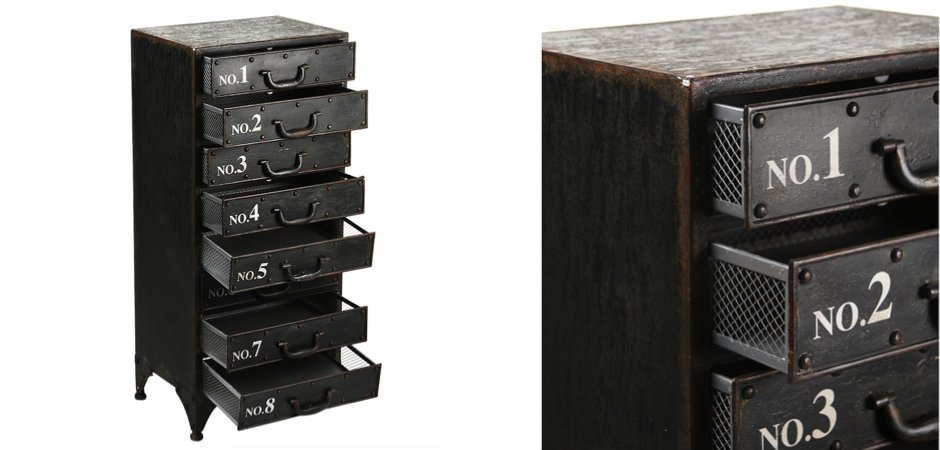 Комод металлический в стиле Лофт Industrial Loft Rustic Iron 8 Drawer Dresser Комод металлический в стиле Лофт Industrial Loft Rustic Iron 8 Drawer Dresser - Loft-Concept в Перми