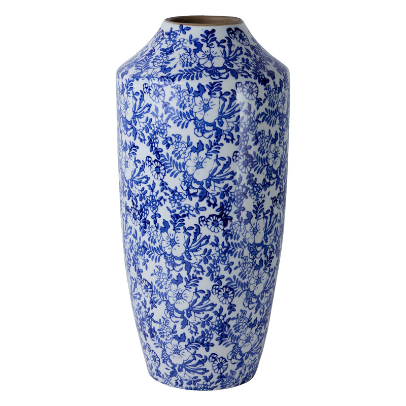 Ваза с синим цветочным узором Blue & White Ornament Белый Синий Ваза с синим цветочным узором Blue & White Ornament Белый Синий в Перми | Loft Concept