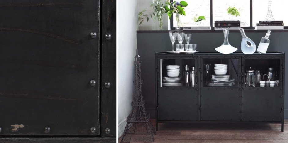 Буфет в стиле Лофт черный Industrial Vitre Big Buffet Буфет в стиле Лофт черный Industrial Vitre Big Buffet - Loft-Concept в Перми