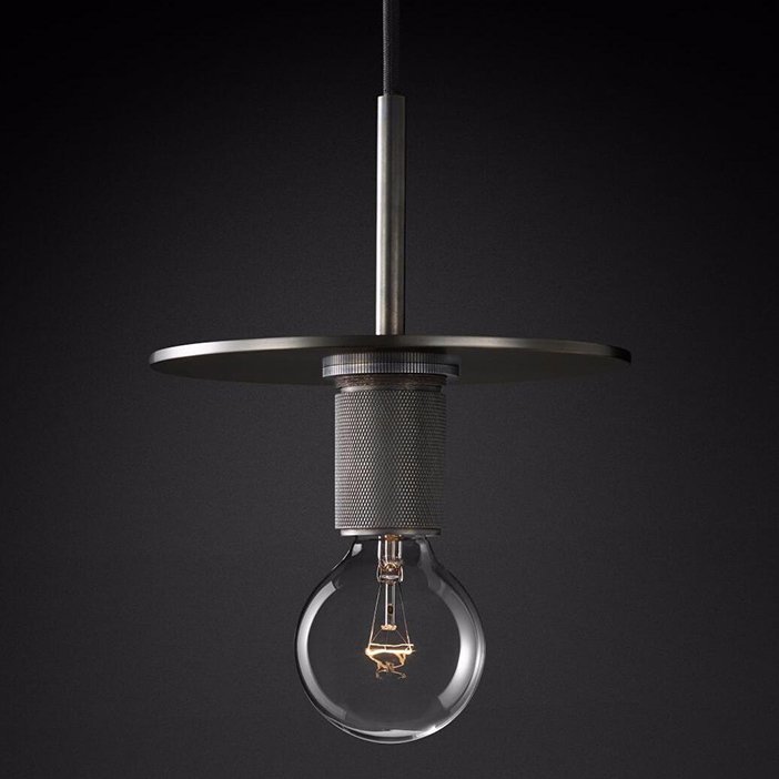 Подвесной светильник RH Utilitaire Disk Shade Pendant Black Темная бронза Прозрачное Стекло в Перми | Loft Concept 