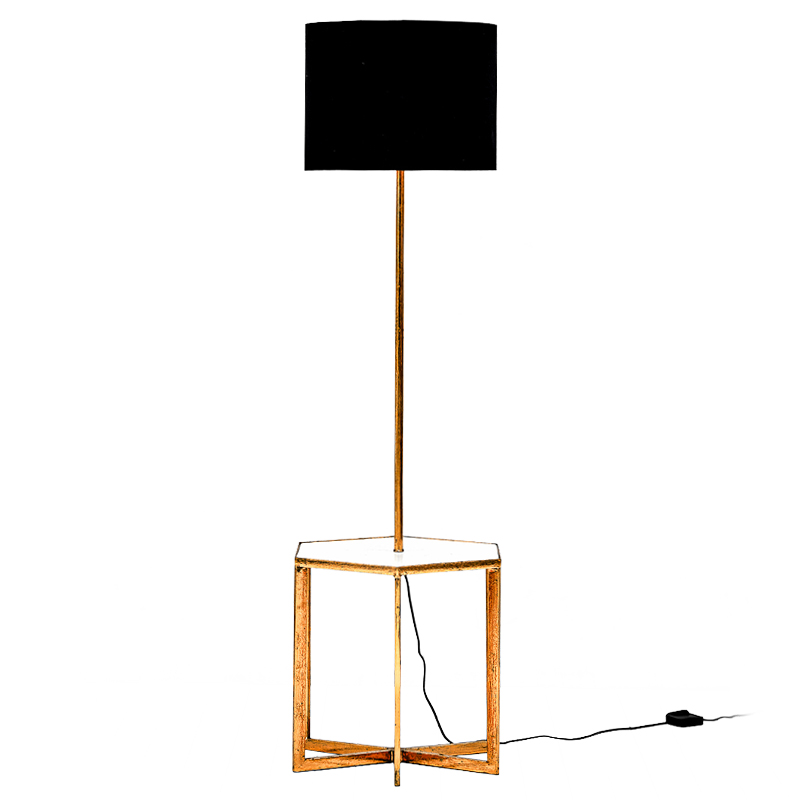 Напольная лампа Steno Floor lamp Белый Черный Винтажное глянцевое золото с состаренным эффектом в Перми | Loft Concept 