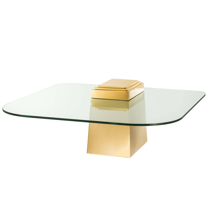 Кофейный стол Eichholtz Coffee Table Orient Gold Глянцевое золото Прозрачный в Перми | Loft Concept 