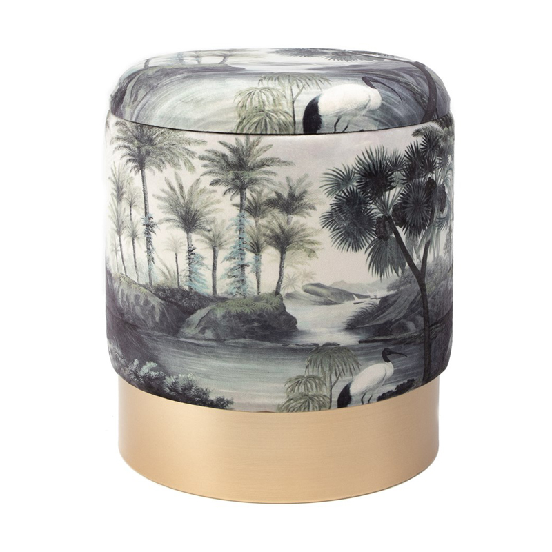 Пуф PUF Jungle Print river&tree small Мульти Золотой в Перми | Loft Concept 