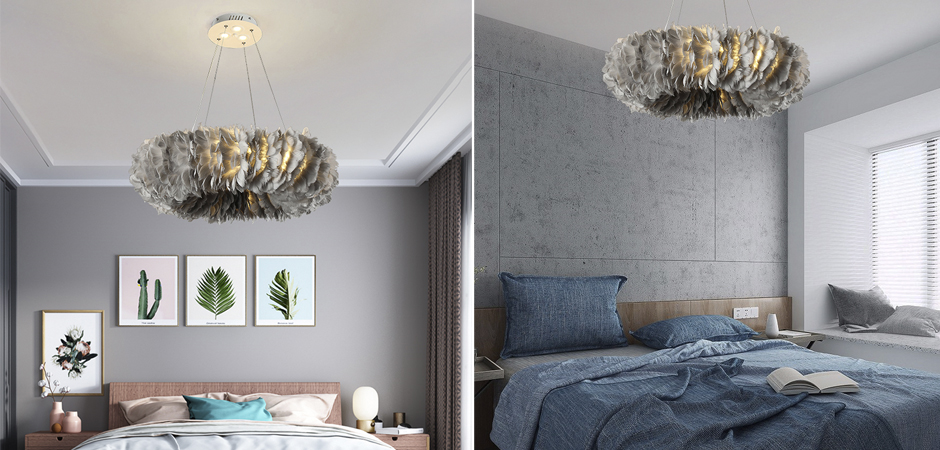 Люстра Кольцо из перьев Plumage Grey Люстра Кольцо из перьев Plumage Grey - Loft-Concept в Перми