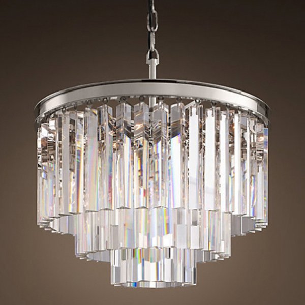 Люстра RH 1920S ODEON CLEAR GLASS FRINGE 3-TIER CHANDELIER nickel Хром в Перми | Loft Concept 