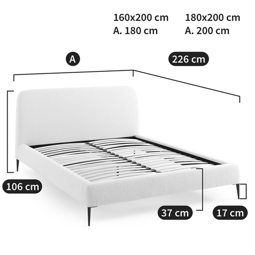 Кровать с обивкой букле Wanda Boucle Bed в Перми