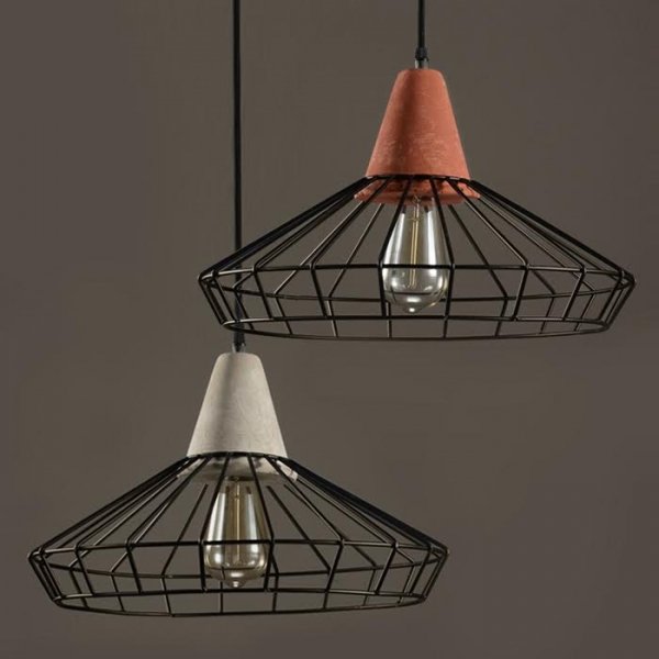 Подвесной светильник Cement Droplight Pendant Light pyramid Серый Красный Черный в Перми | Loft Concept 