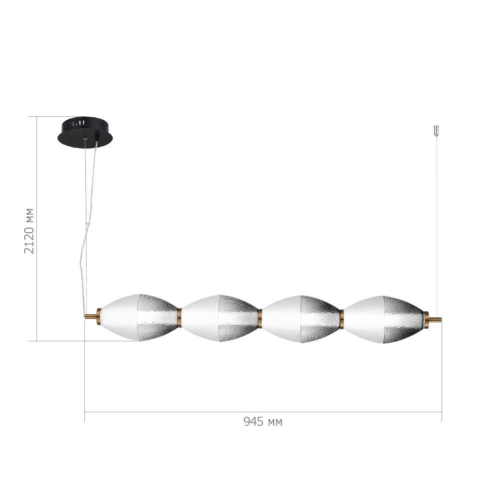 Подвесной светильник линейный в сочетании двух разных фактур стекла Enchanting в Перми