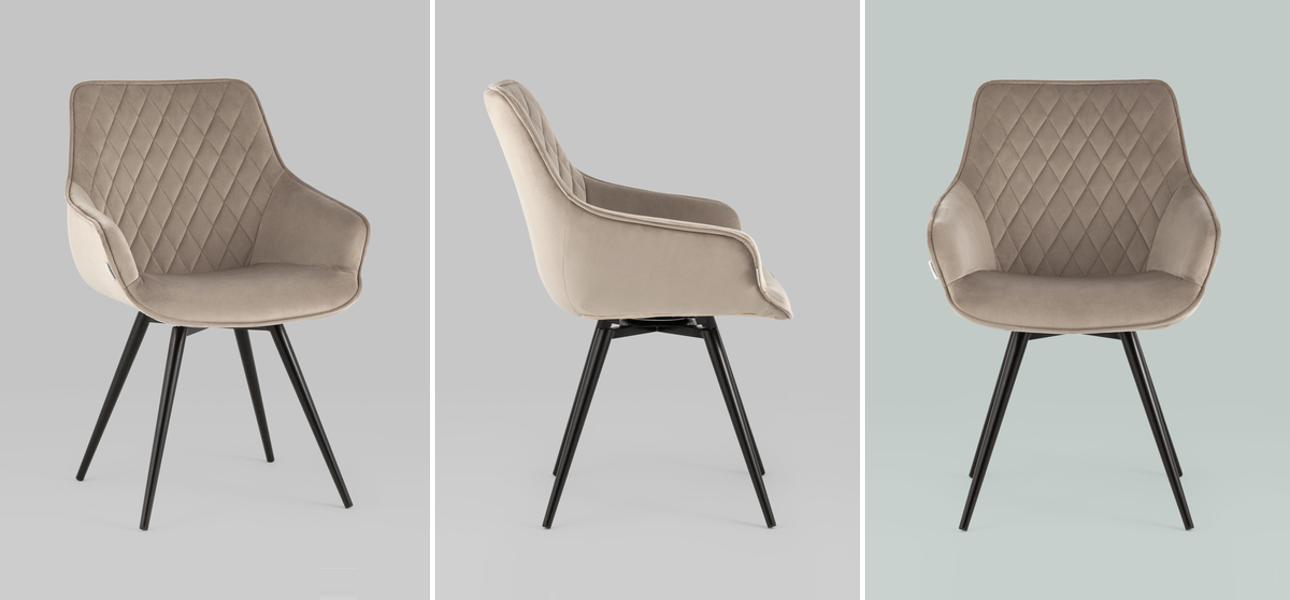 Вращающийся Стул Seoul Chair Бежевый Велюр - фото