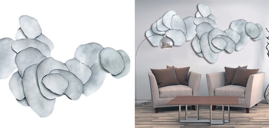 Арт-объект на стену Silver Blue Flakes Арт-объект на стену Silver Blue Flakes - Loft-Concept в Перми