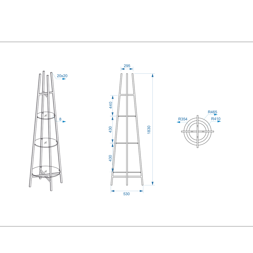 Стеллаж конусообразный с прозрачными стеклянными полками Tower в Перми