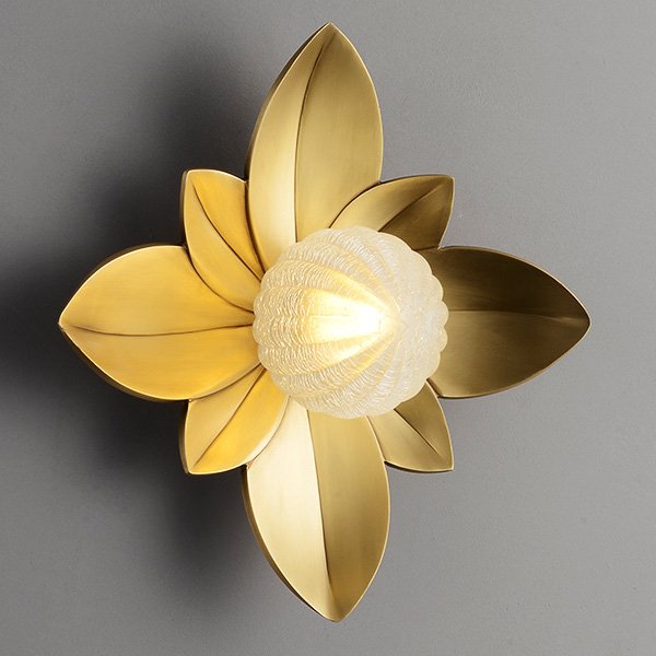 LOTUS Wall Lamp II Бра форме листьев лотоса Белый Латунь в Перми | Loft Concept 