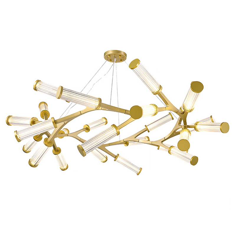 Люстра Cylinder Branches Chandelier Ring Gold Золотой Прозрачный в Перми | Loft Concept 