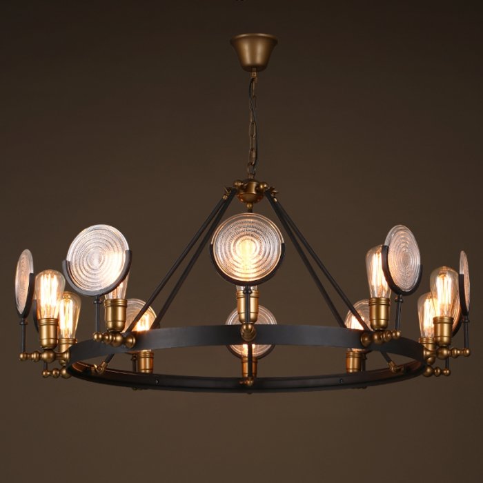 Люстра GASLIGHT LENS Chandelier 10 Черный в Перми | Loft Concept 