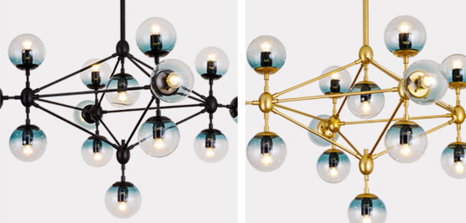 Люстра Modo Chandelier Globes Blue Ambre Gold Люстра Modo Chandelier Globes Blue Ambre Gold - Loft-Concept в Перми
