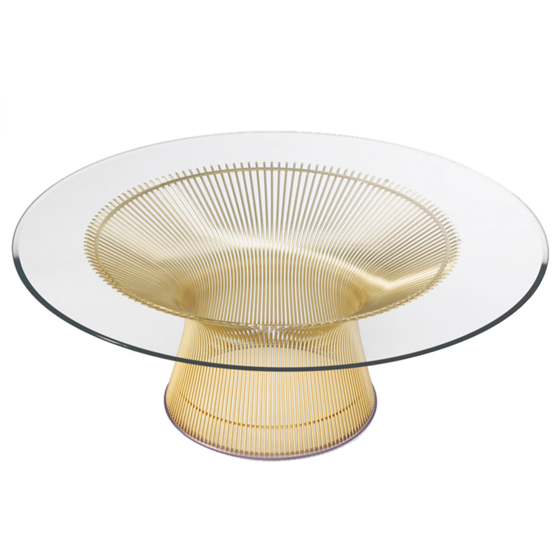 Стол Platner Coffee Gold Глянцевое золото Прозрачное Стекло в Перми | Loft Concept 