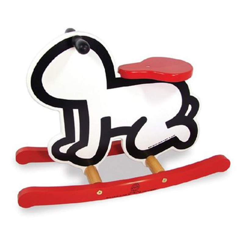 Детская деревянная качалка VILAC KEITH HARING ROCKER BABY TOY-WHITE Красный Черный Белый в Перми | Loft Concept 