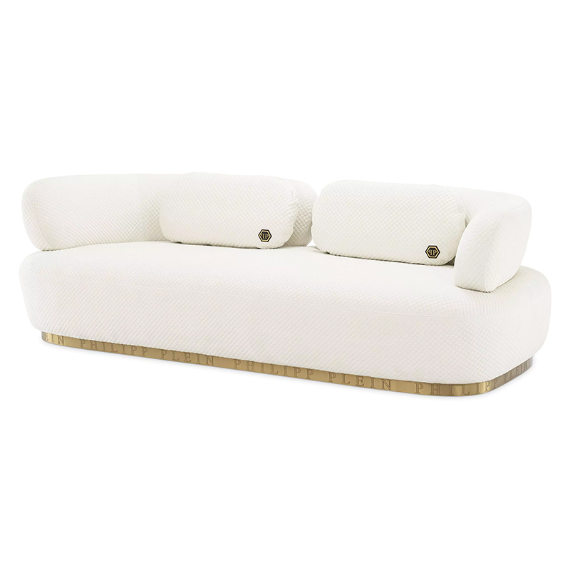 Диван Philipp Plein Sofa Signature Белый Белый Золотой в Перми | Loft Concept 