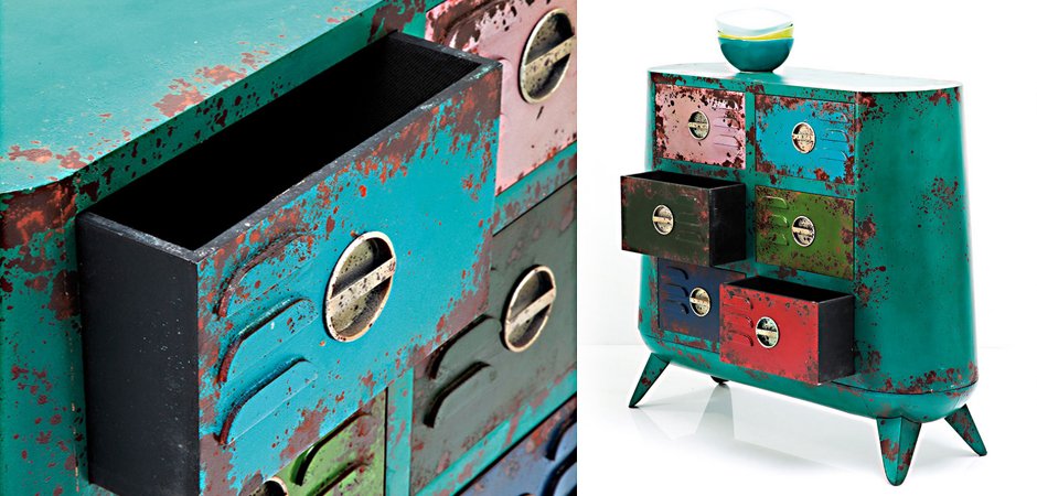Комод металлический с цветными ящиками Retro Futurismo chest VI Комод металлический с цветными ящиками Retro Futurismo chest VI - Loft-Concept в Перми